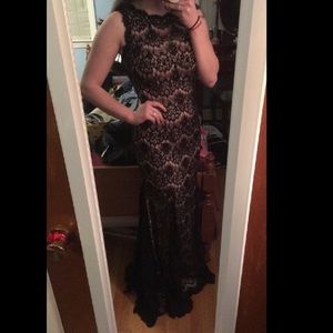 black and cream prom dress